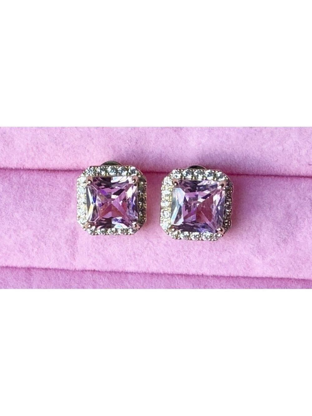 Luxurious Pink Artificial Gemstone Earrings